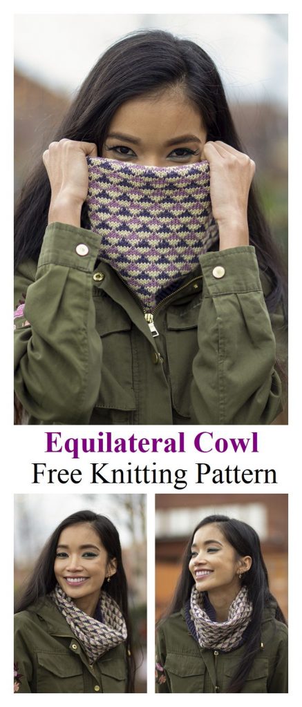 Equilateral Cowl Free Knitting Pattern