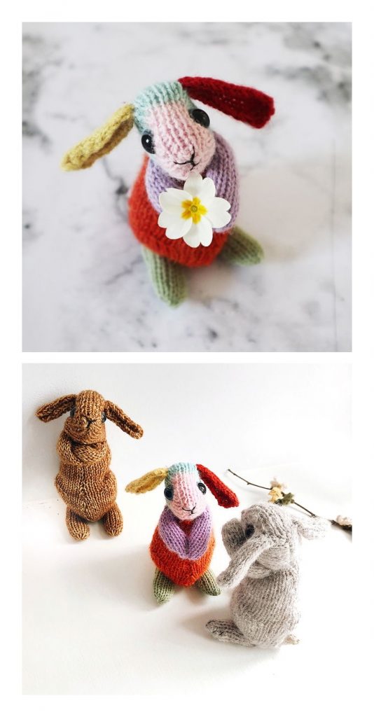 Beginner's Rainbow Rabbit Free Knitting Pattern