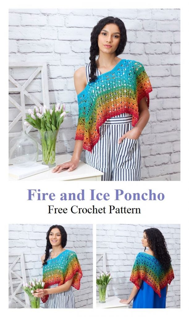 Fire and Ice Poncho Free Crochet Pattern