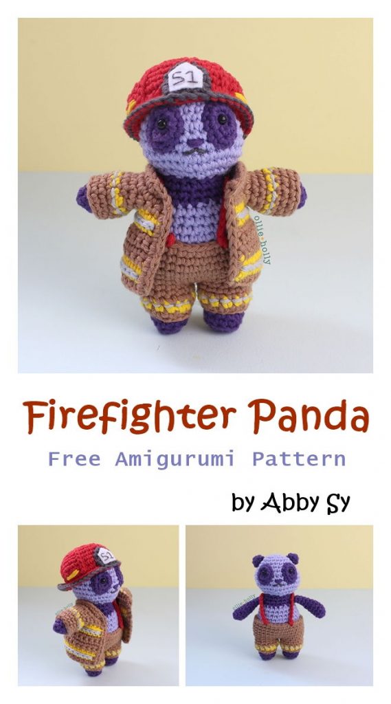 Firefighter Panda Free Amigurumi Pattern