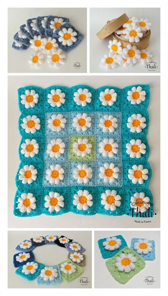 Plaid Flower Power Blanket Free Crochet Pattern