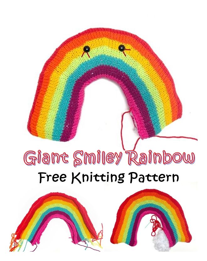 Giant Smiley Rainbow Free Knitting Pattern