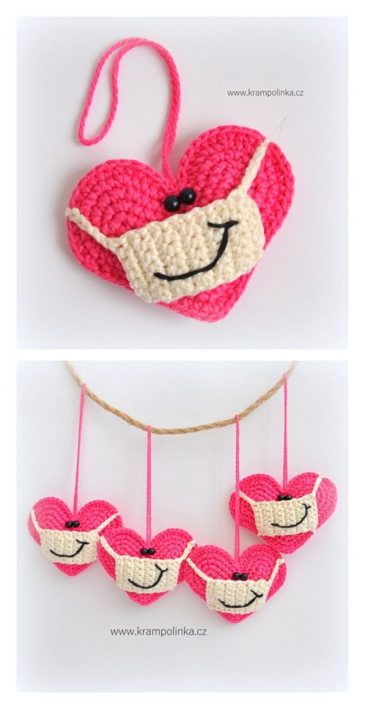 Heart with a Facemask Free Crochet Pattern