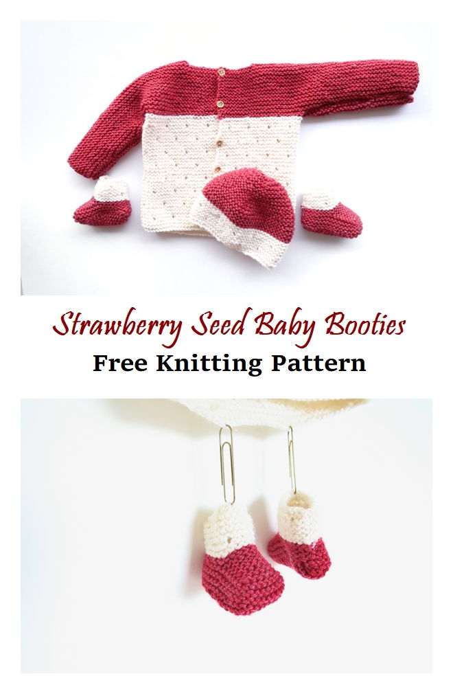Strawberry Seed Baby Booties Free Knitting Pattern