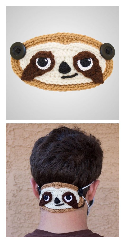 Sloth Mask Mates Ear Saver Free Crochet Pattern