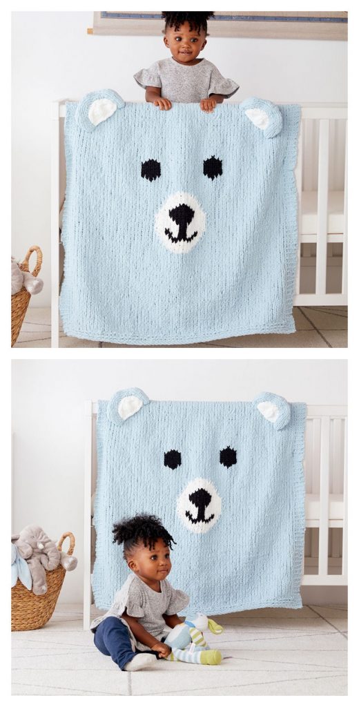 Bear-y Cozy Blanket Free Knitting Pattern