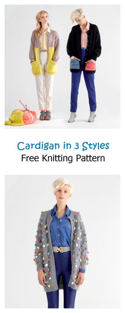 Cardigan in 3 Styles Free Knitting Pattern