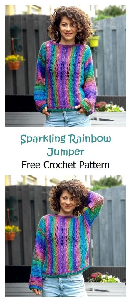 Sparkling Rainbow Jumper Free Crochet Pattern