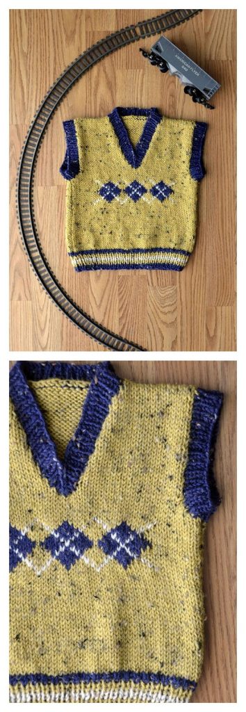 Argyle Junior Vest Free Knitting Pattern