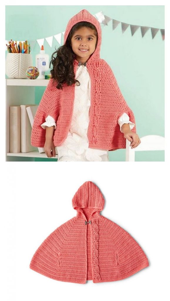Girl's Chic Hooded Capelet Pattern