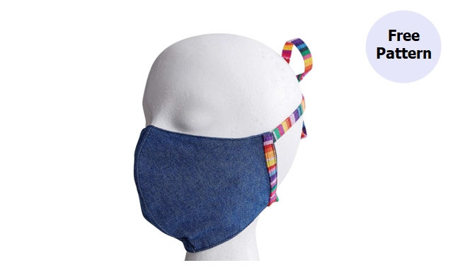 Denim Mask with Rainbow Trim Pattern
