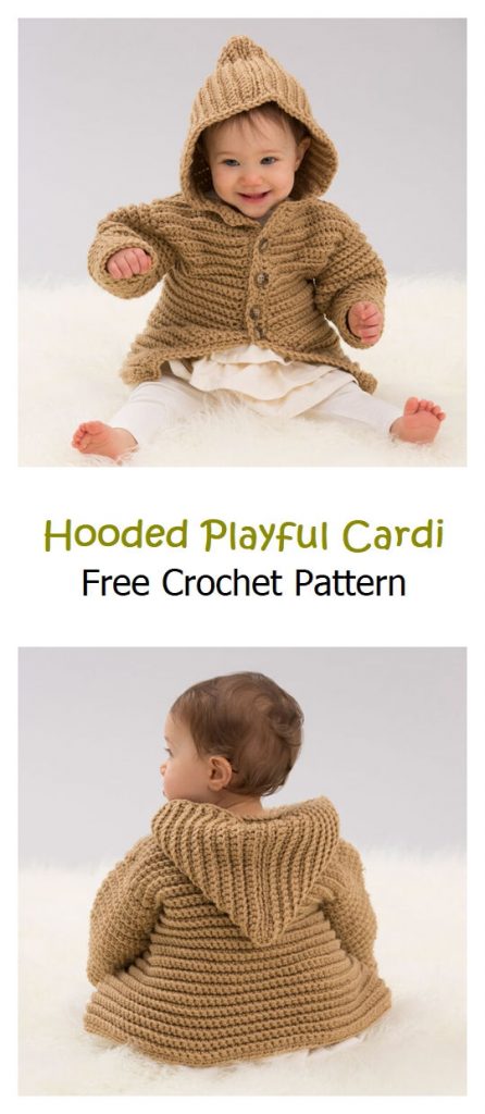 Hooded Playful Cardi  Free Crochet Pattern