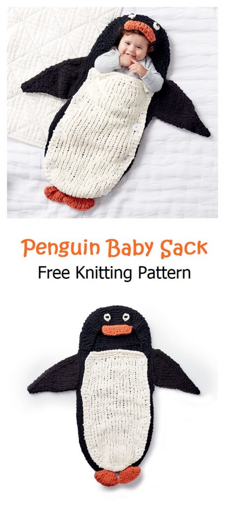 Penguin Baby Sack Free Knitting Pattern
