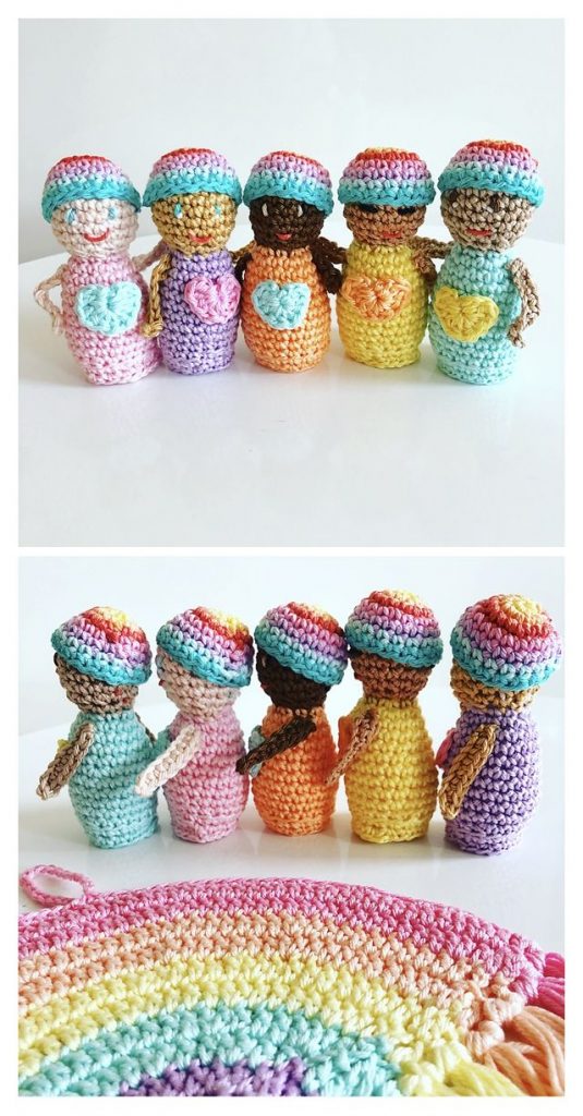 Rainbow Mini Dolls Free Crochet Pattern