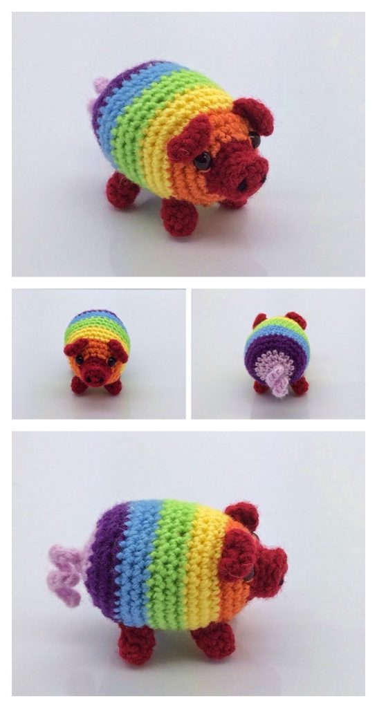 Rainbow Pig Free Amigurumi Pattern