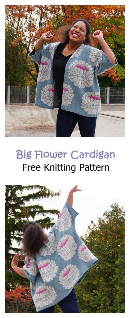 Big Flower Cardigan Free Knitting Pattern