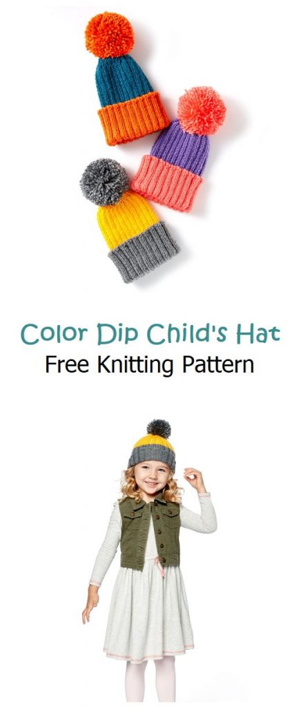 Color Dip Child’s Hat Free Knitting Pattern