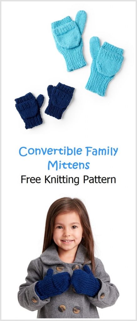 Convertible Family Mittens Free Knitting Pattern