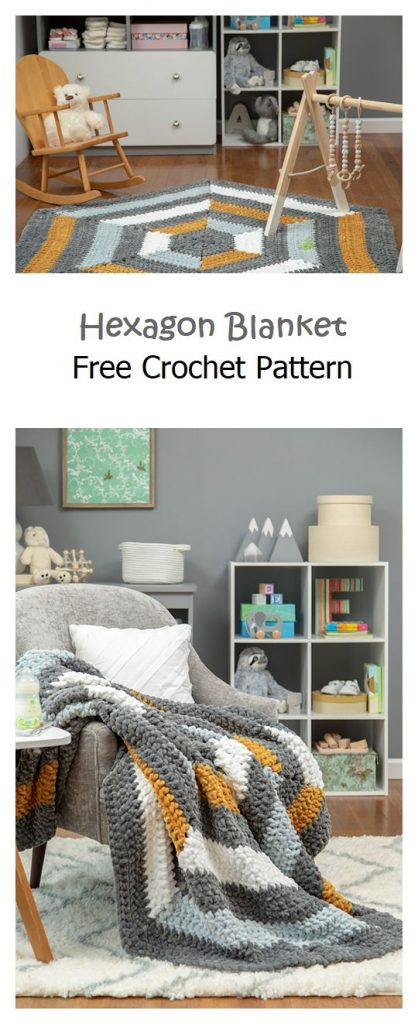 Hexagon Blanket Free Crochet Pattern