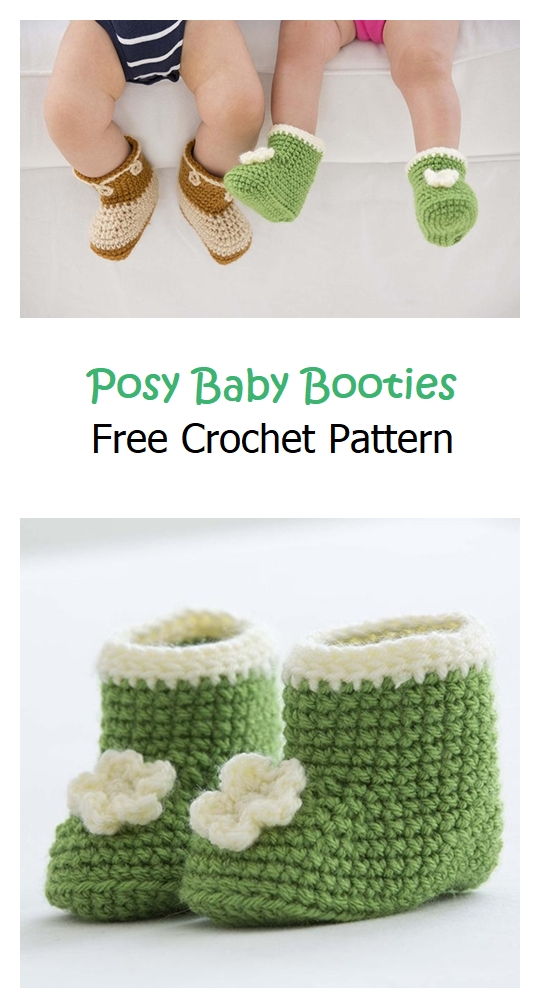 Posy Baby Booties Free Crochet Pattern