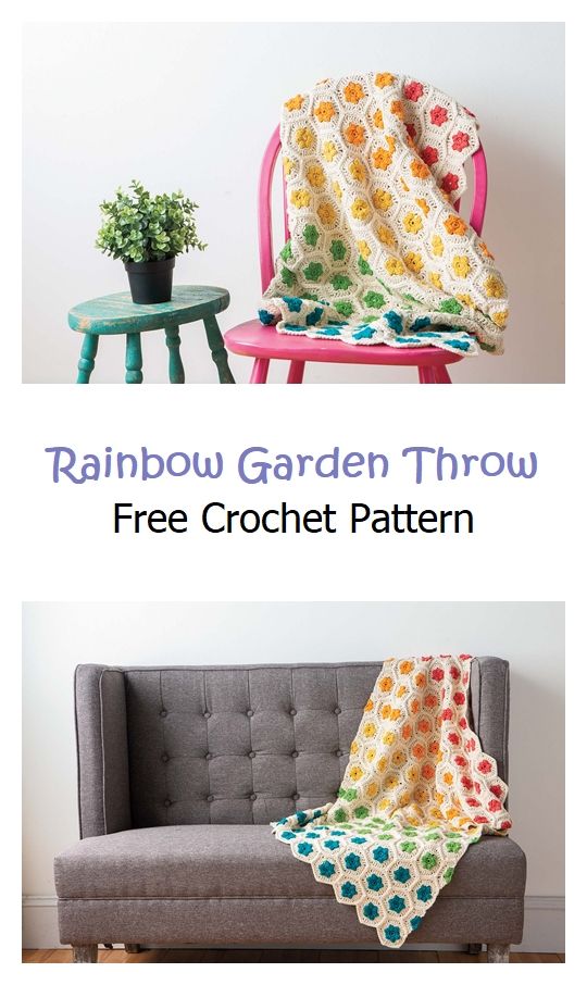 Rainbow Garden Throw Free Crochet Pattern