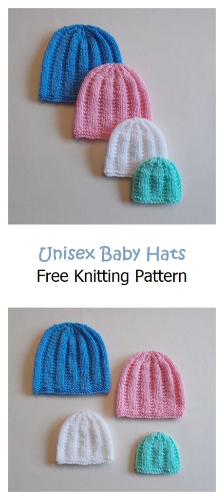 Unisex Baby Hats Free Knitting Pattern