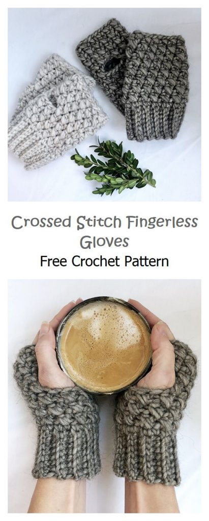 Crossed Stitch Fingerless Gloves Free Pattern