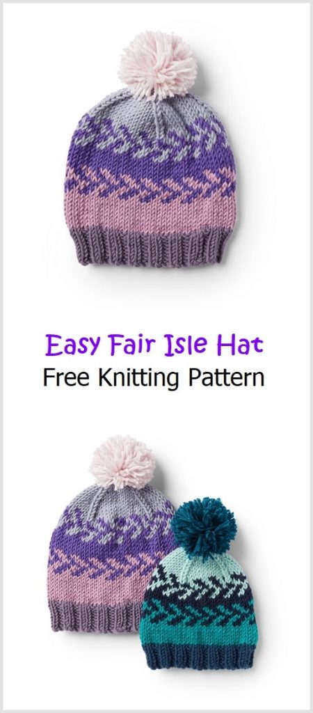 Easy Fair Isle Hat Free Knitting Pattern