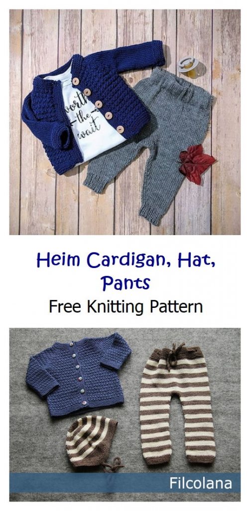 Heim Cardigan, Hat, Pants Free Knitting Pattern