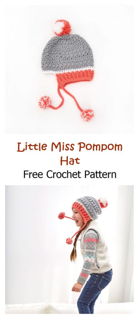 Little Miss Pompom Hat Free Crochet Pattern