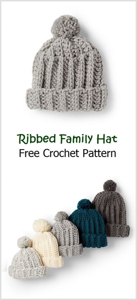 Ribbed Family Hat Free Crochet Pattern