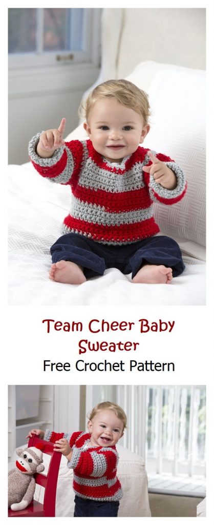 Team Cheer Baby Sweater Free Crochet Pattern