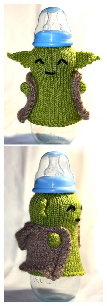 Yoda Baby Bottle Cozy Free Knitting Pattern