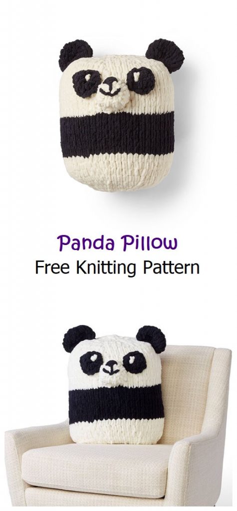 Panda Pillow Free Knitting Pattern