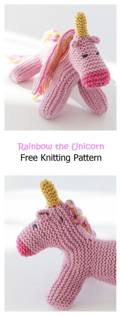 Rainbow the Unicorn Free Knitting Pattern