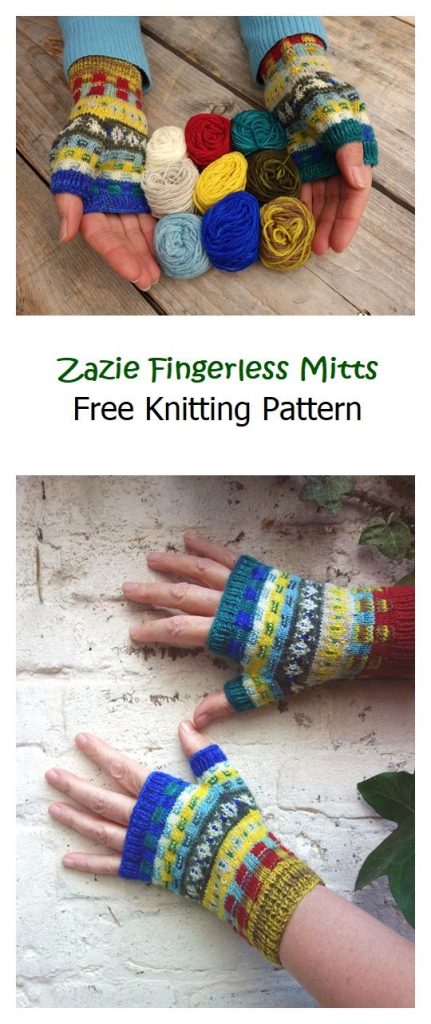 Zazie Fingerless Mitts Free Knitting Pattern