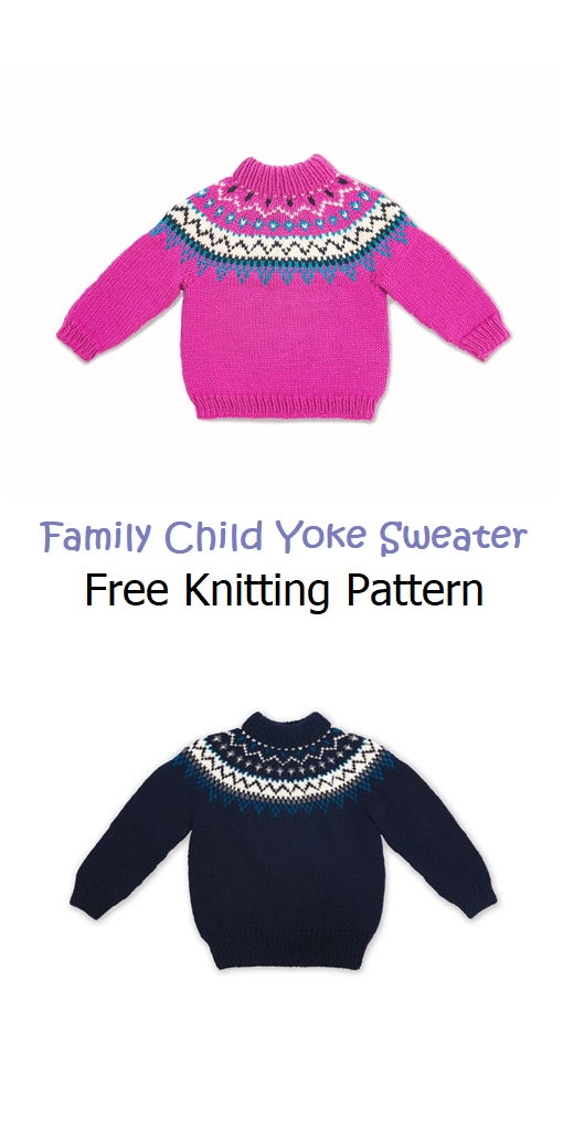 Family Child Yoke Sweater Free Knitting Pattern