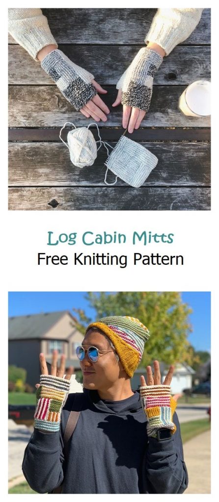 Log Cabin Mitts Free Knitting Pattern