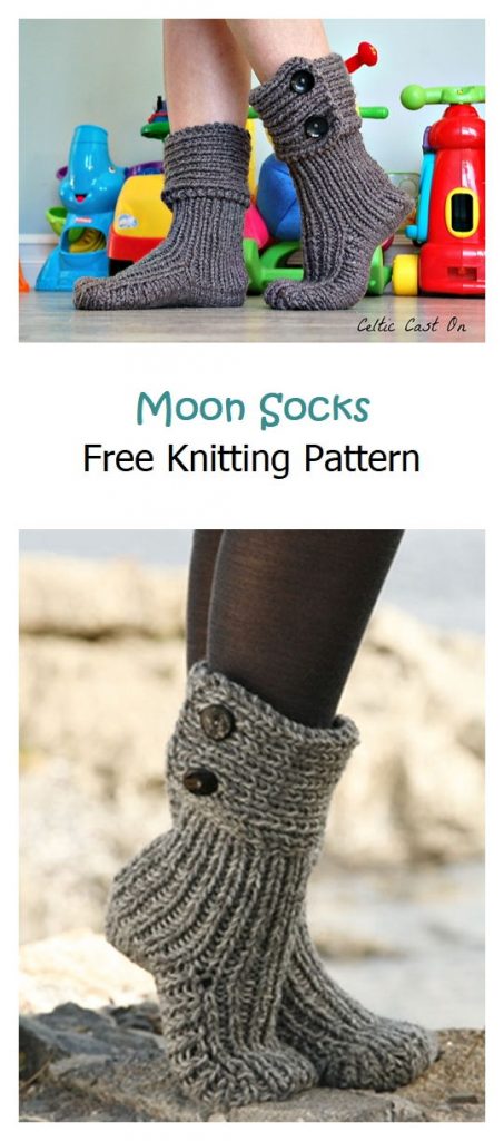 Moon Socks Free Knitting Pattern