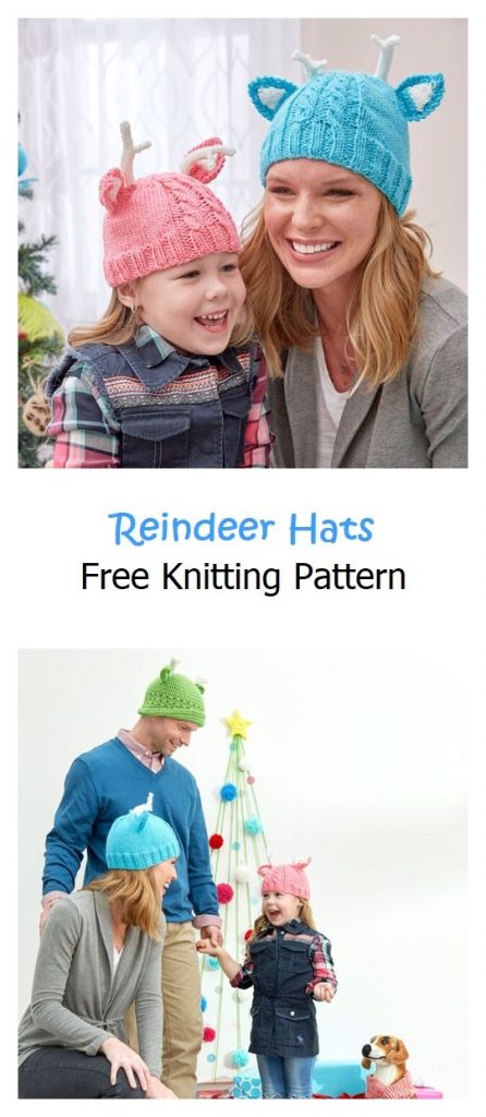 Reindeer Hats Free Knitting Pattern