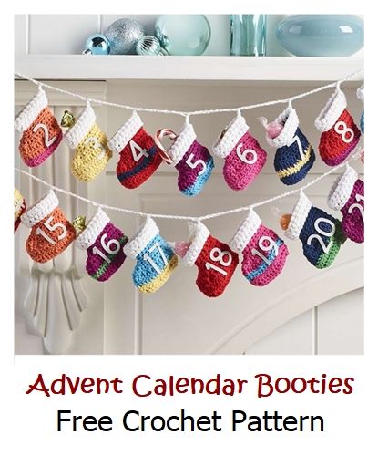 Advent Calendar Booties Free Crochet Pattern