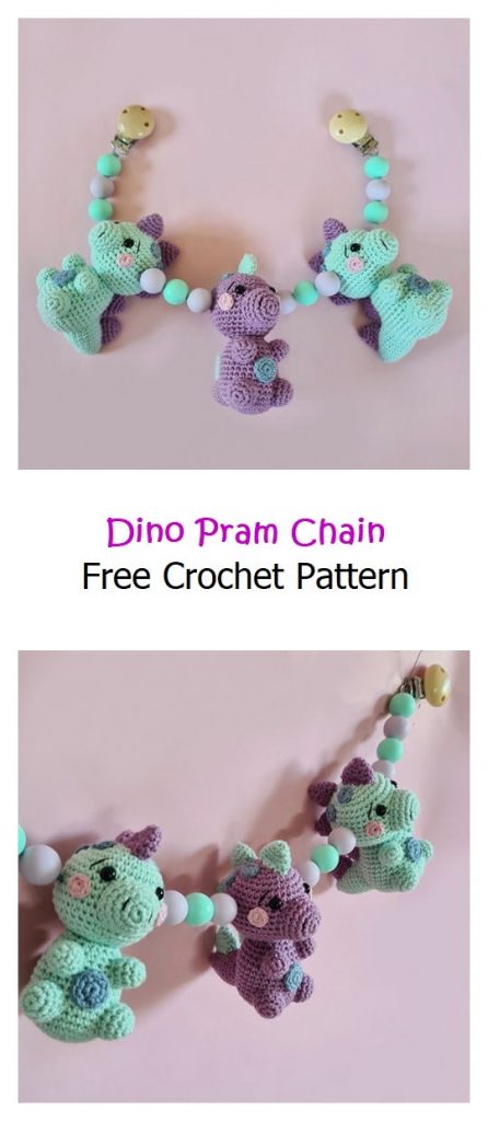 Dino Pram Chain Free Crochet Pattern