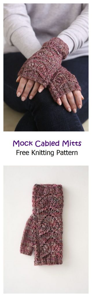 Mock Cabled Mitts Free Knitting Pattern