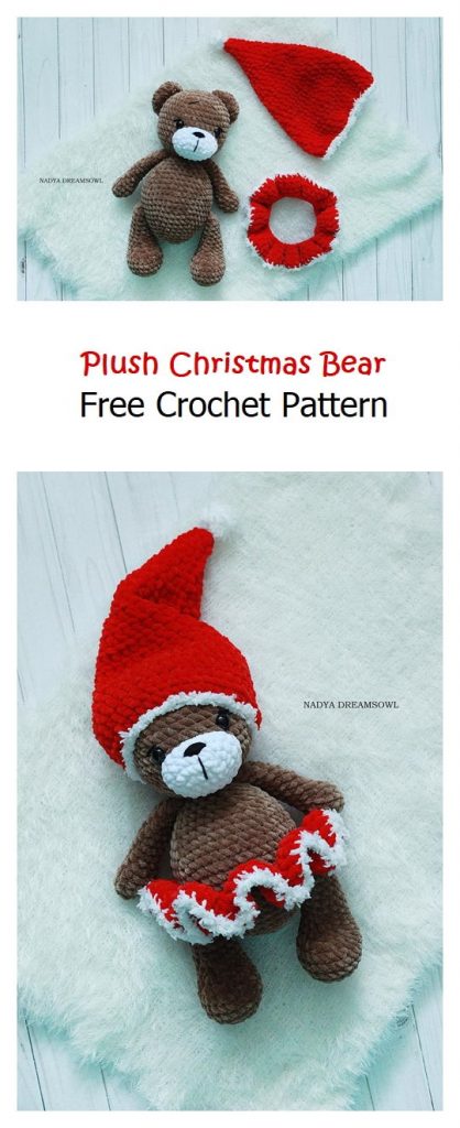 Plush Christmas Bear Free Crochet Pattern