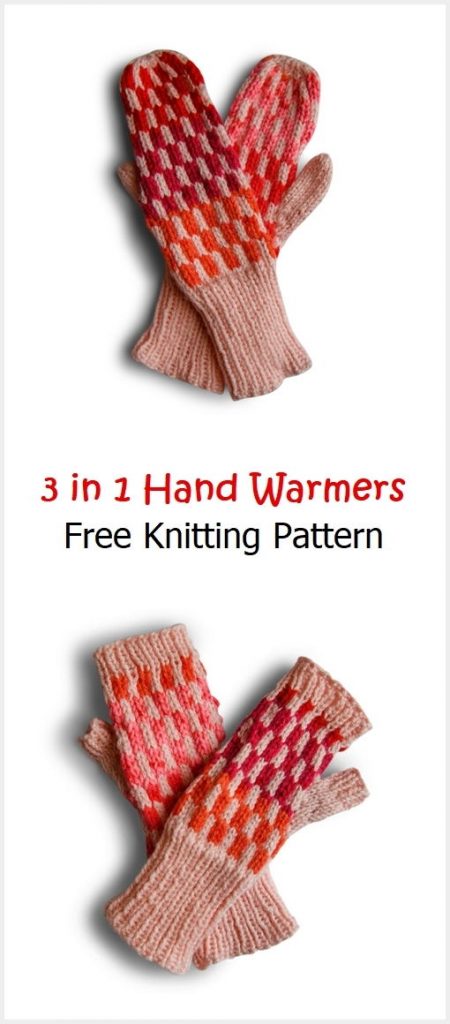 3 in 1 Hand Warmers Free Knitting Pattern