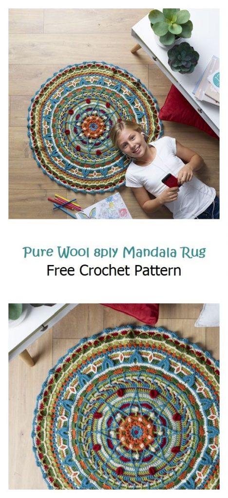 Pure Wool 8ply Mandala Rug Free Pattern