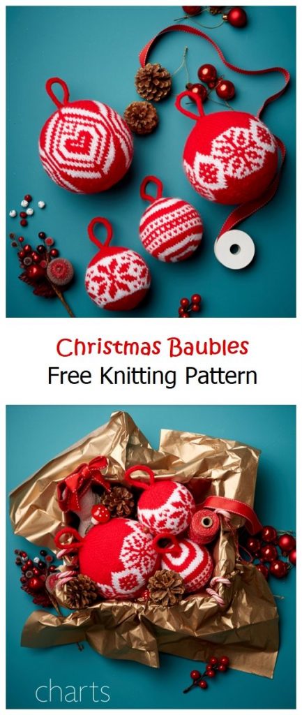Christmas Baubles Free Knitting Pattern