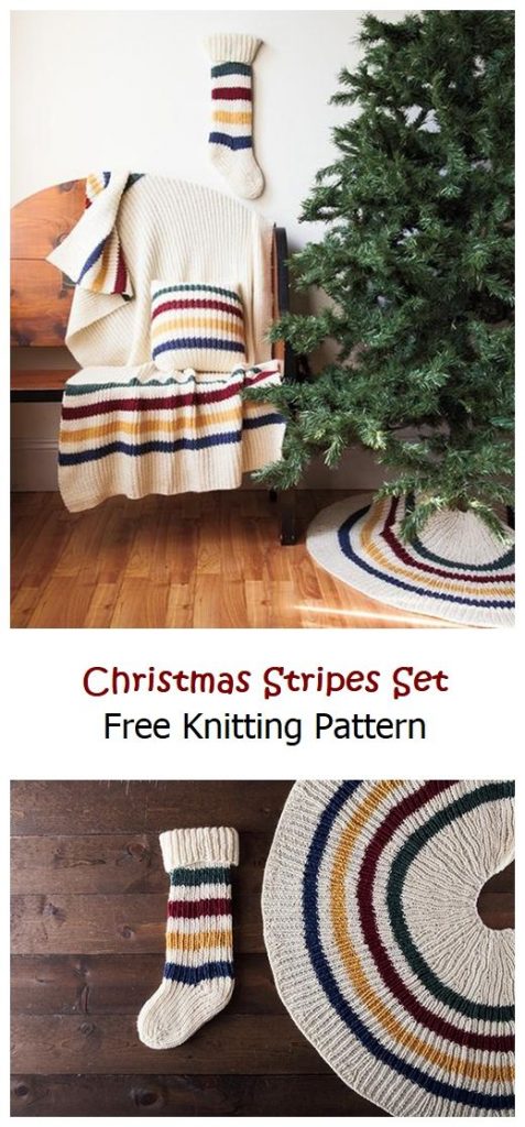 Christmas Stripes Set Free Knitting Pattern