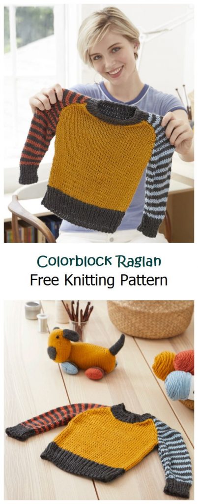 Colorblock Raglan Free Knitting Pattern