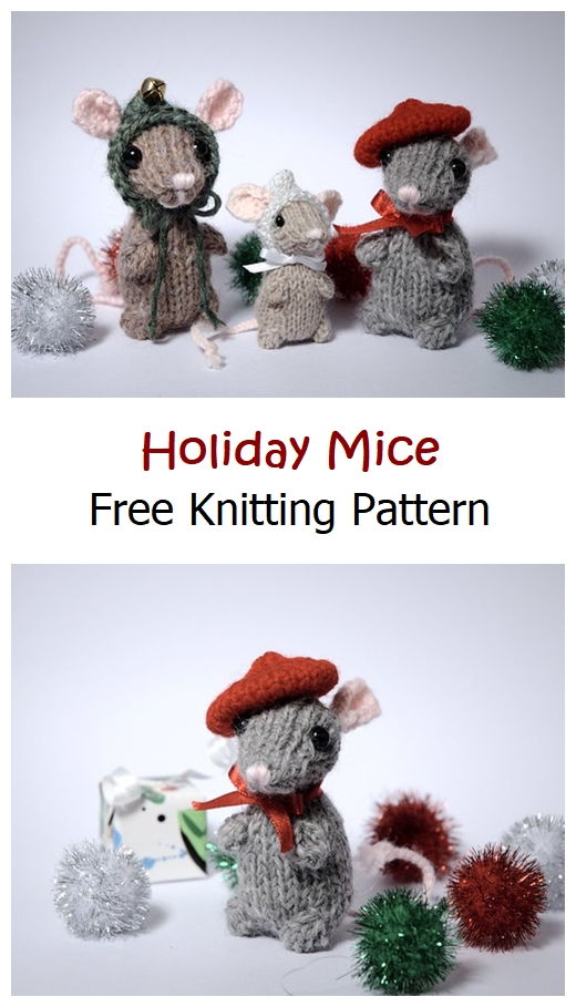 Holiday Mice Free Knitting Pattern